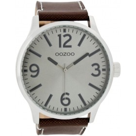 OOZOO Timepieces 50mm Dark Brown Leather Strap C7402